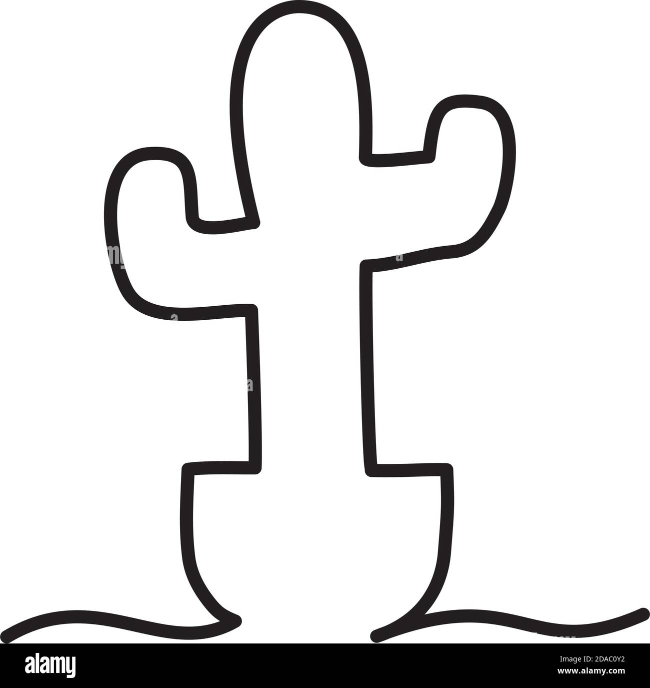 one line design of cactus icon over white background, line style ...
