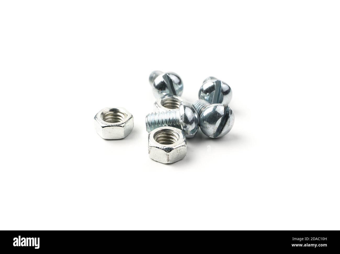 A group of bolts and nuts on a white background Stock Photo Alamy