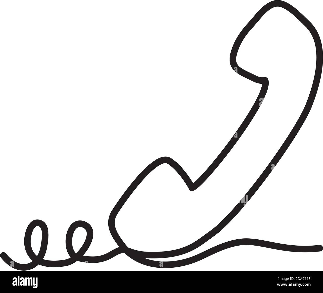 one line design of phone icon over white background, line style, vector ...