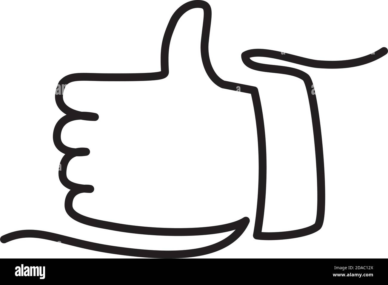 one line design of hand with thumb up icon over white background, line ...