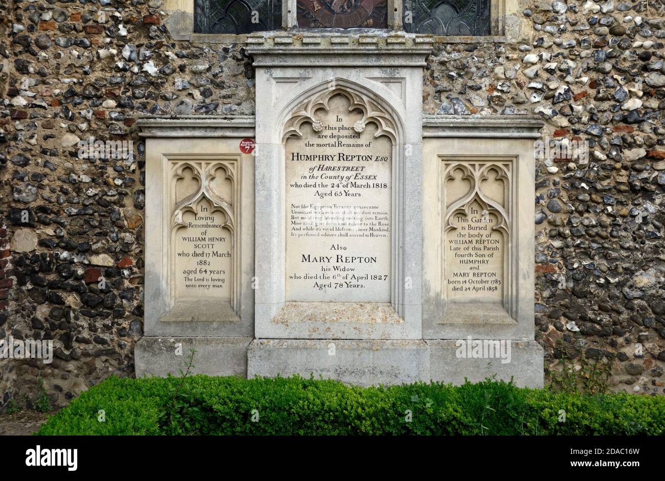 The burial ground of the landscape designer Humphry Repton, his wife Mary and their fourth son William at St Michael's Church, Aylsham Stock Photo