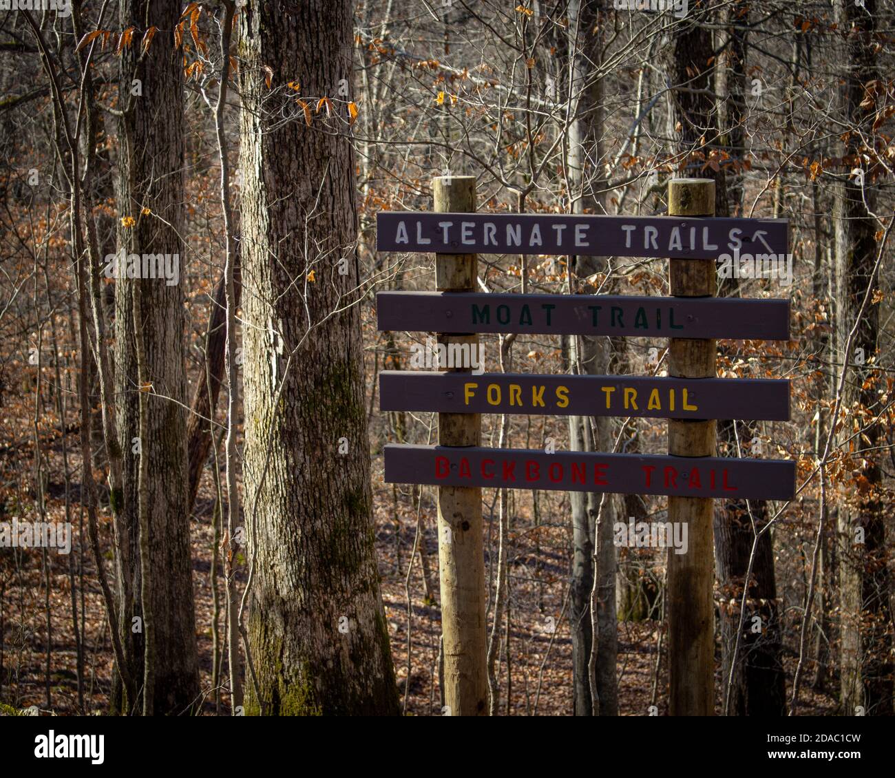 Trail Sign at Old Stone Fort Archaeological Park Stock Photo Alamy