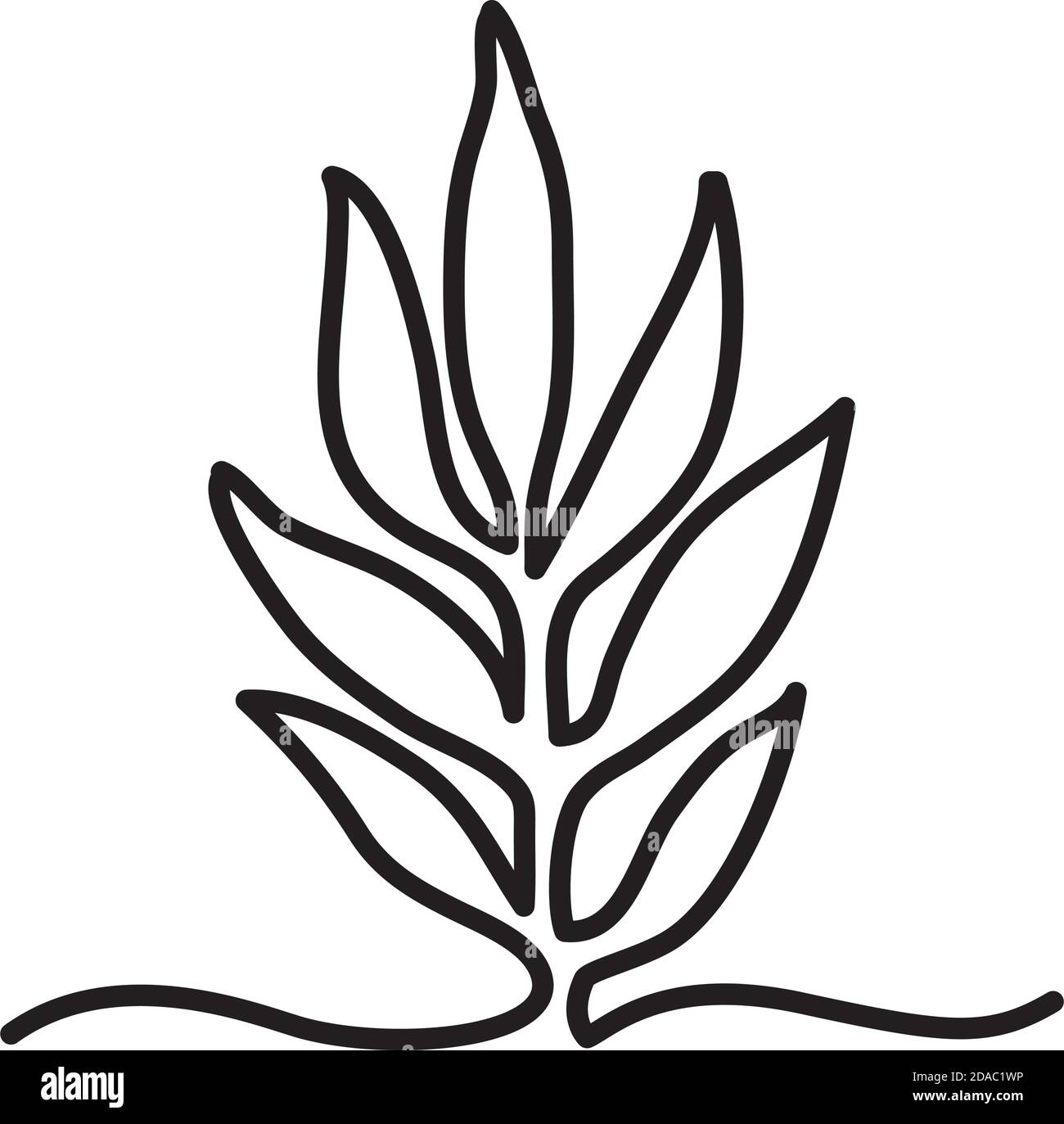one line design of plant icon over white background, line style, vector ...