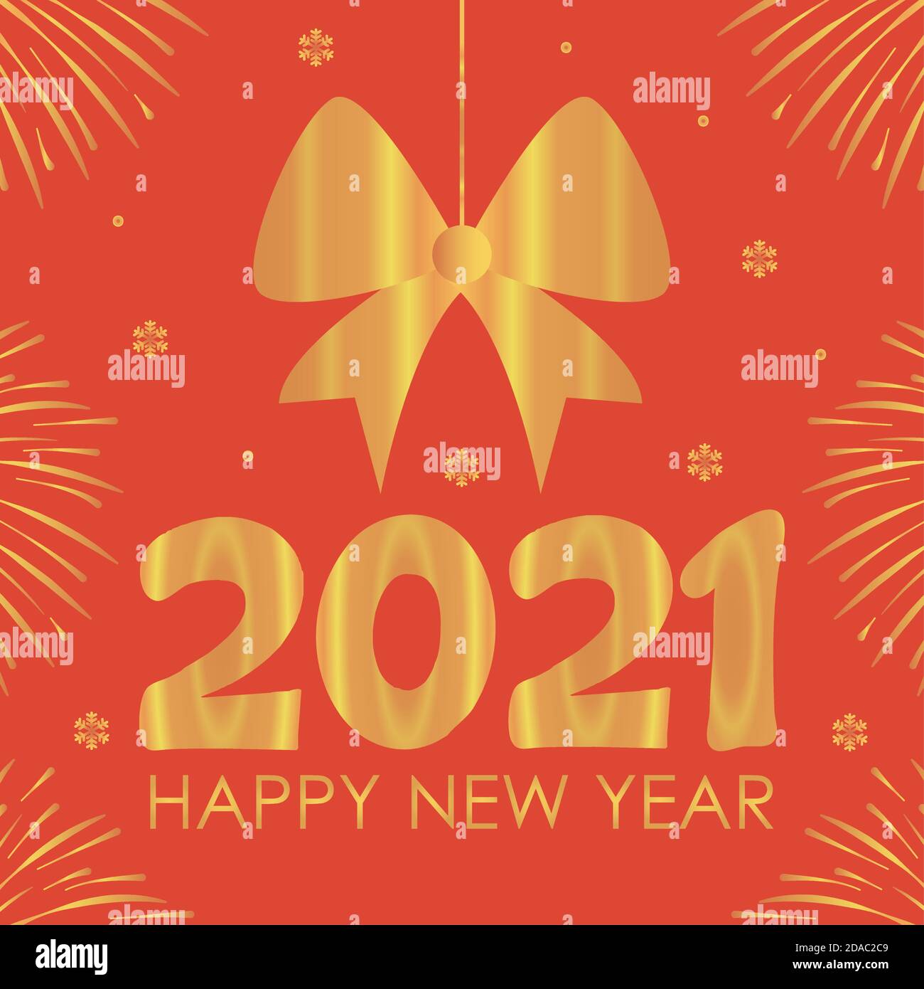 happy new year design with decorative golden bow and frame over red ...