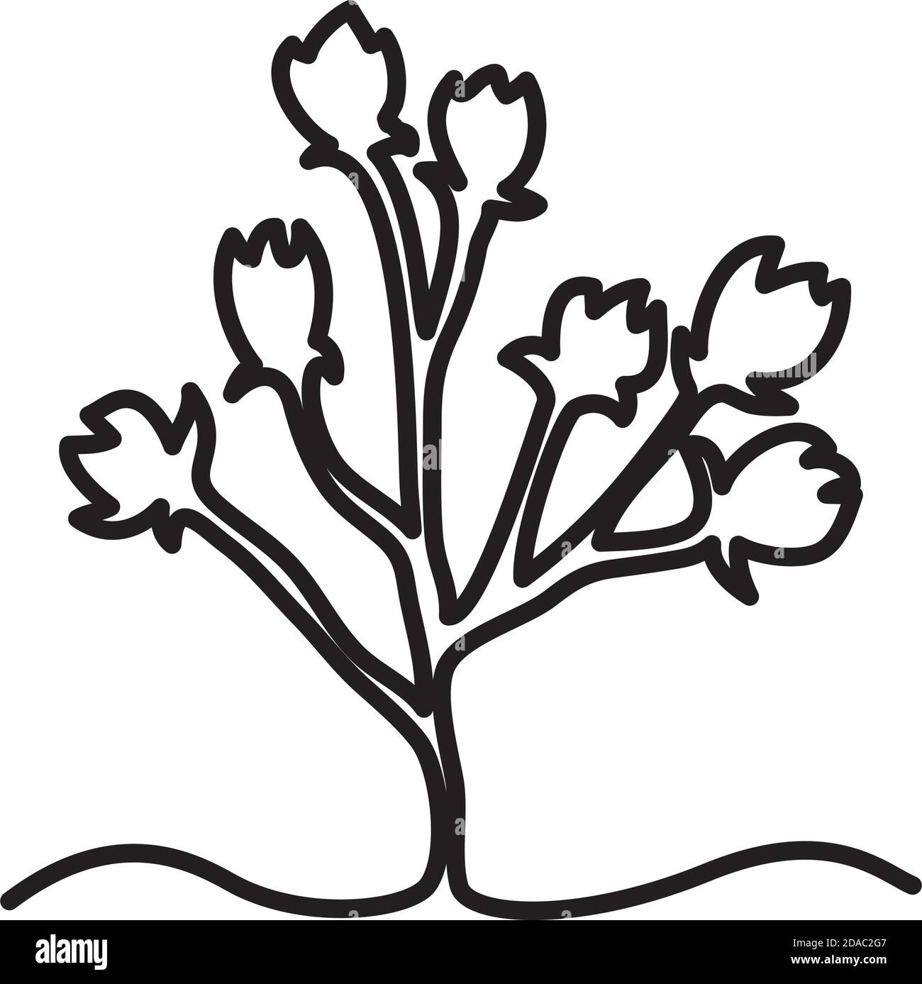 one line design of plant icon over white background, line style, vector ...