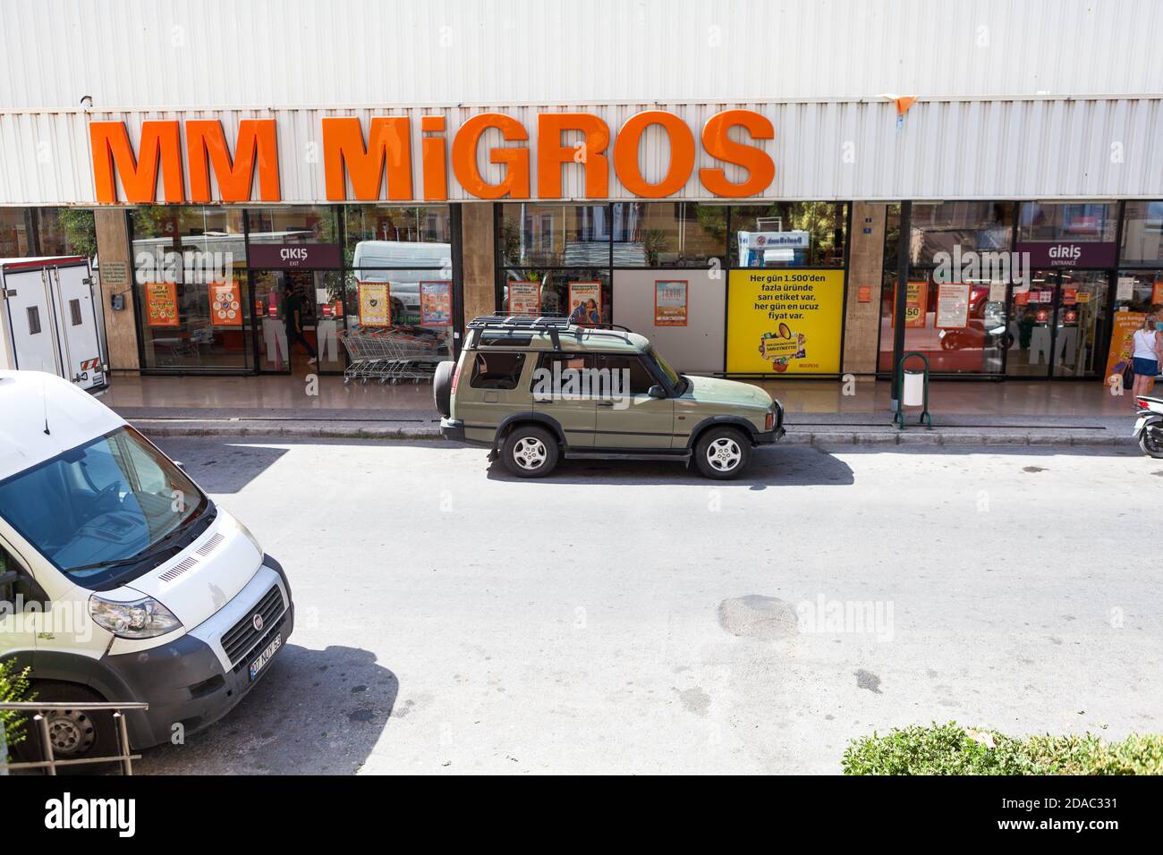 Alanya, Turkey-circa Oct, 2020: Entrance of the MM Migros supermarket is in center of city. The Migros Ticaret is one of the biggest chains of superma Stock Photo