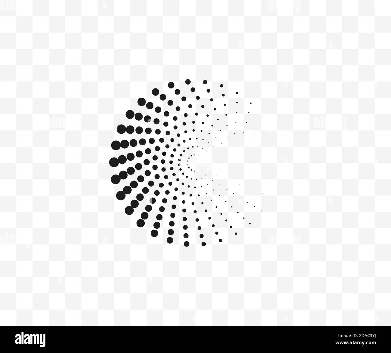 Dotted spiral symbol on transparent background. Vector illustration. Stock Vector