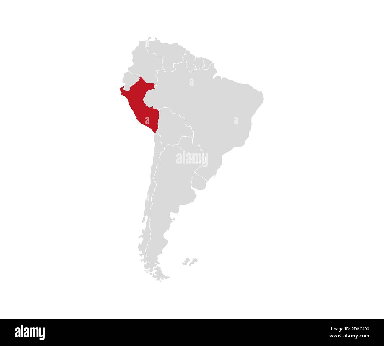 Peru on South America map vector. Vector illustration. Stock Vector