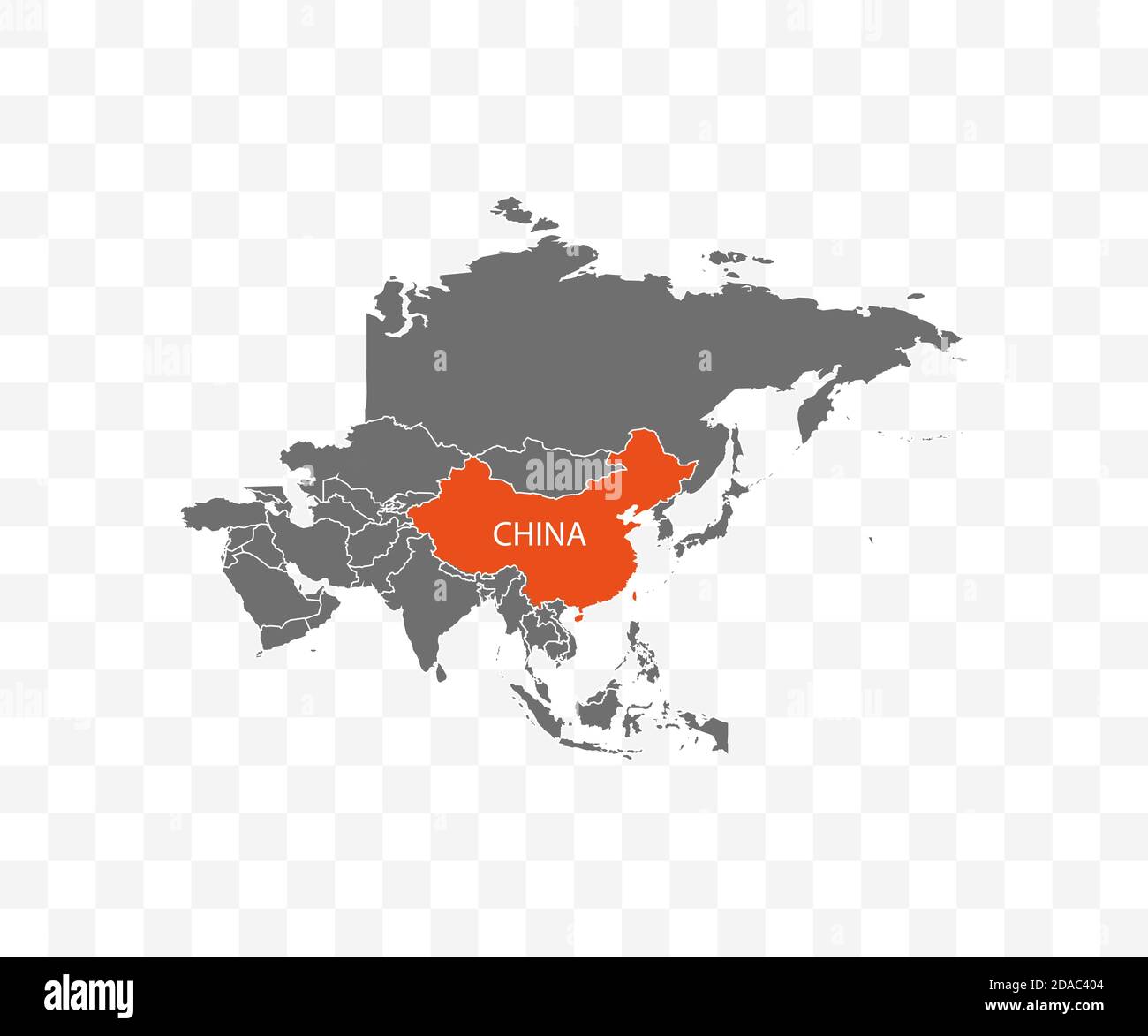 China on asia map vector. Vector illustration. Stock Vector