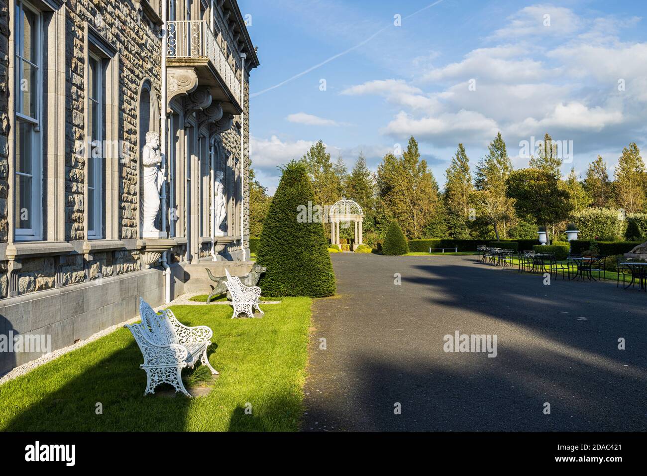 Palladian style architecture, manor house at the estate of Palmerstown House, Johnstown, County Kildare, Ireland Stock Photo