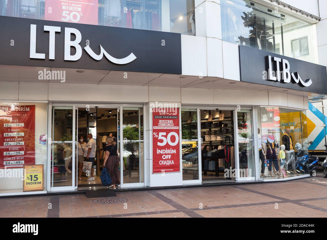 The LTB shop is in center of city. LTB Jeans is a brand of denim jeans