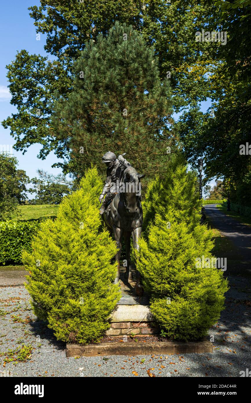 Horse and jockey bronze statue at Palmerstown House, Johnstown, County