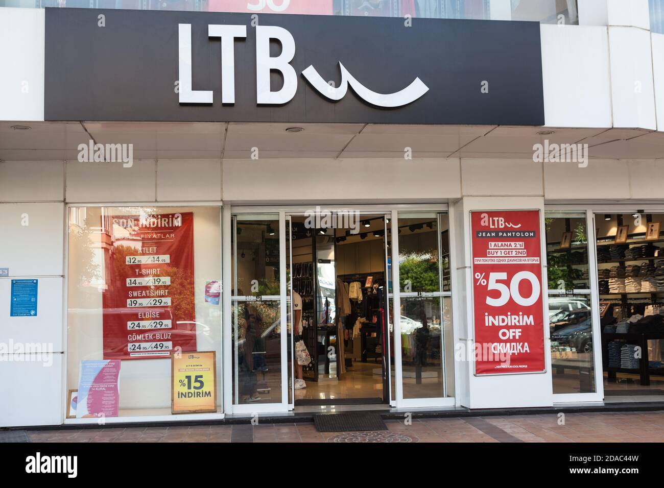 The LTB shop is in center of city. LTB Jeans is a brand of denim jeans