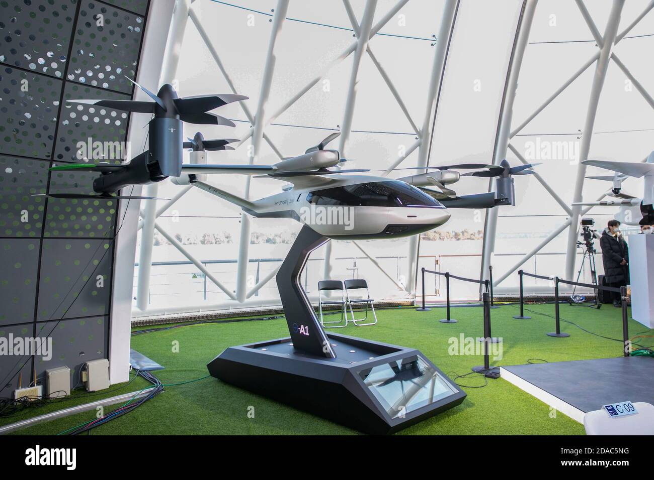 Seoul, South Korea. 11th Nov, 2020. Hyundai Uber drone taxi mockup