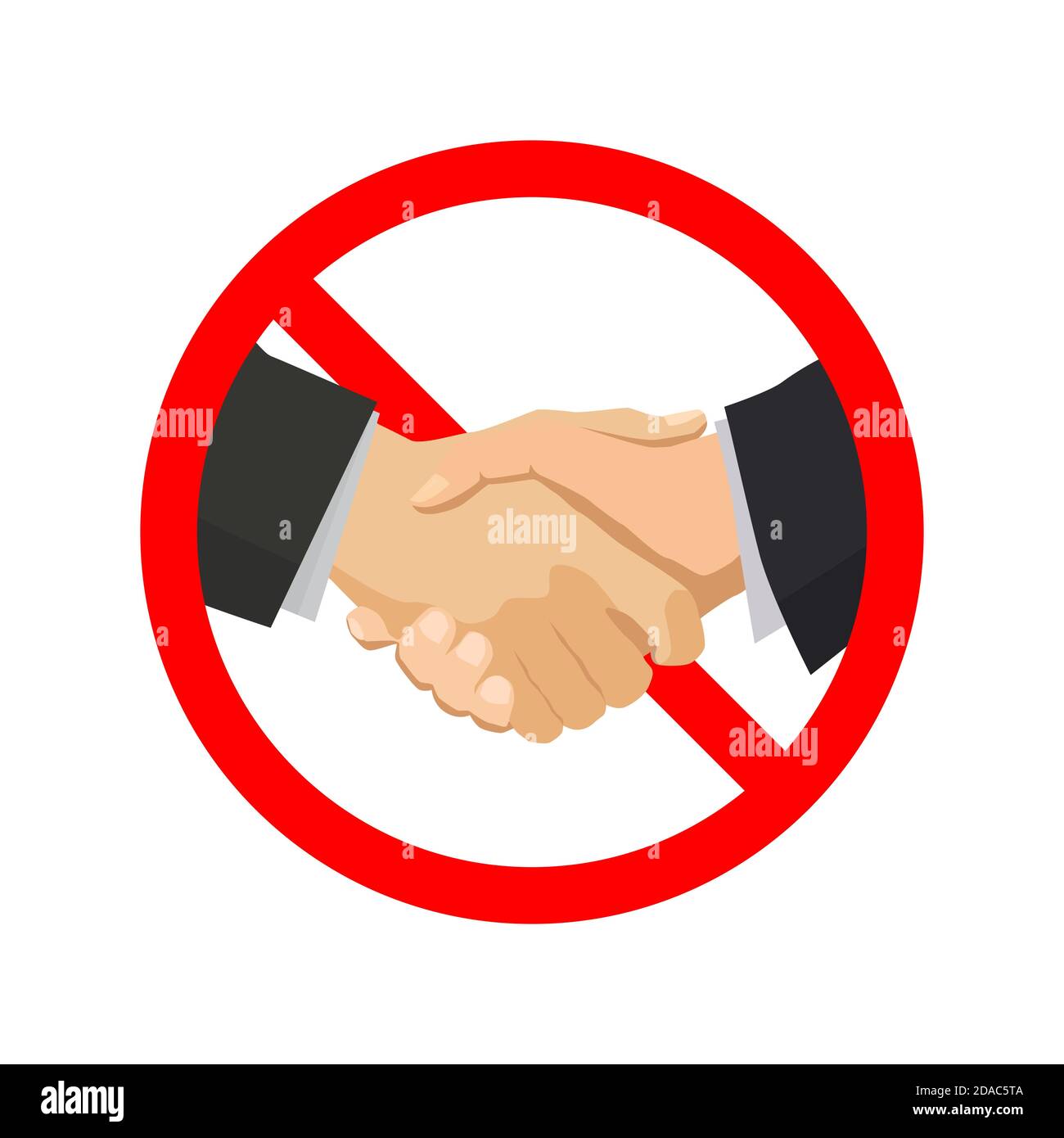 Handshake with red forbidden sign on white Stock Vector