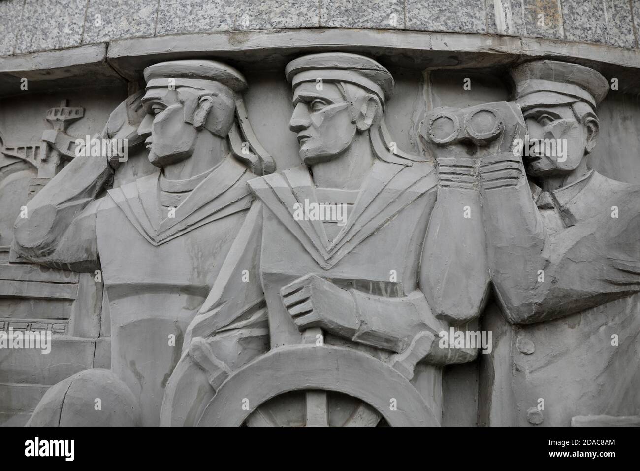 Bucharest, Romania - November 11, 2020: Details from a war memorial monument depicting Romanian soldiers. Stock Photo