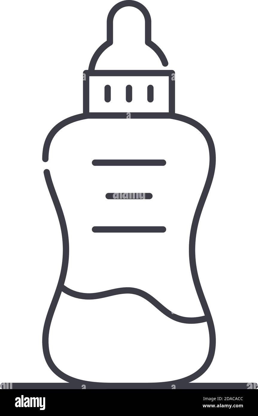 Baby milk bottle icon, linear isolated illustration, thin line vector ...