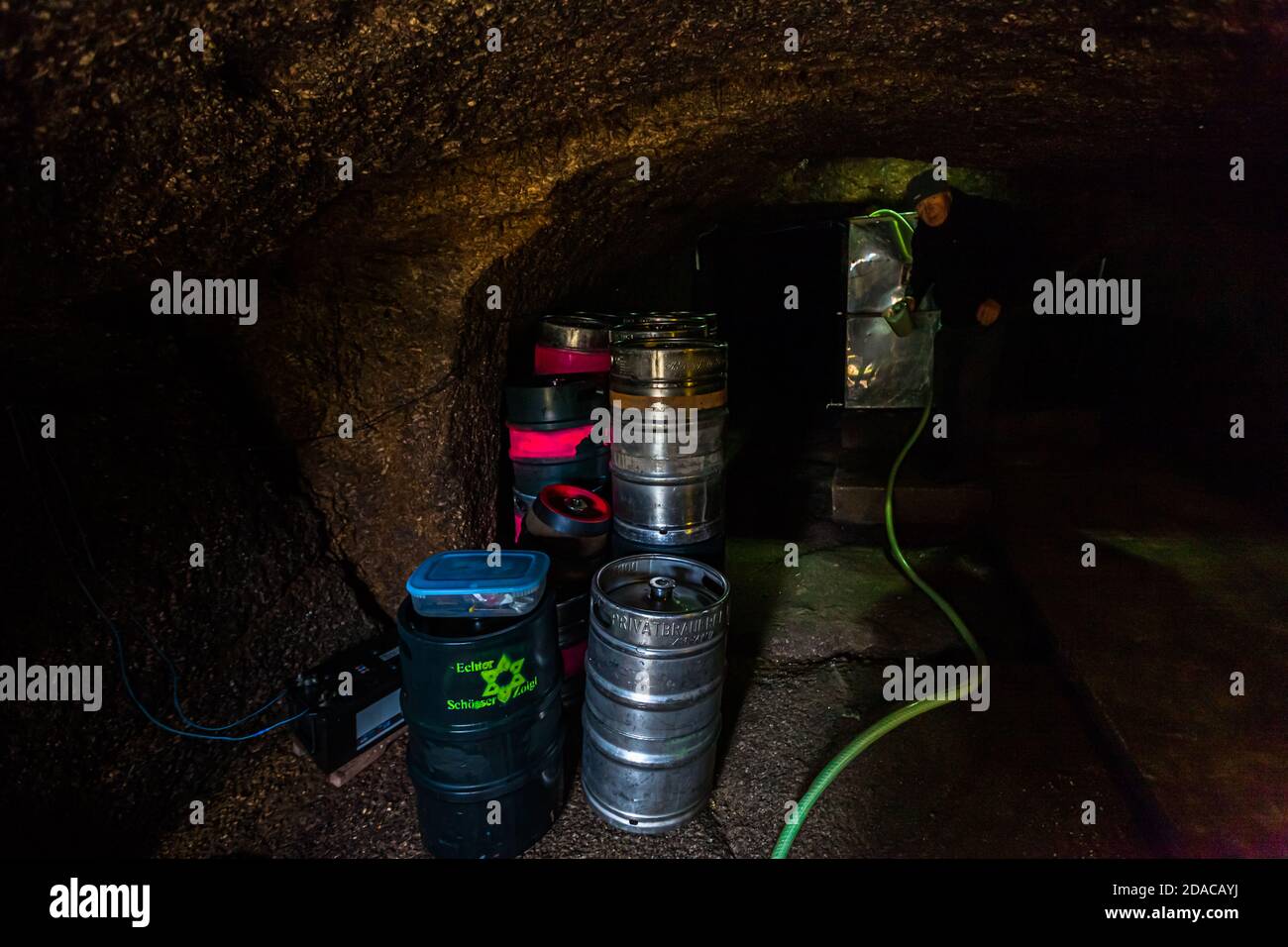 Zoigl-Beer storage in rock-cut cellar in Falkenberg, Germany Stock Photo