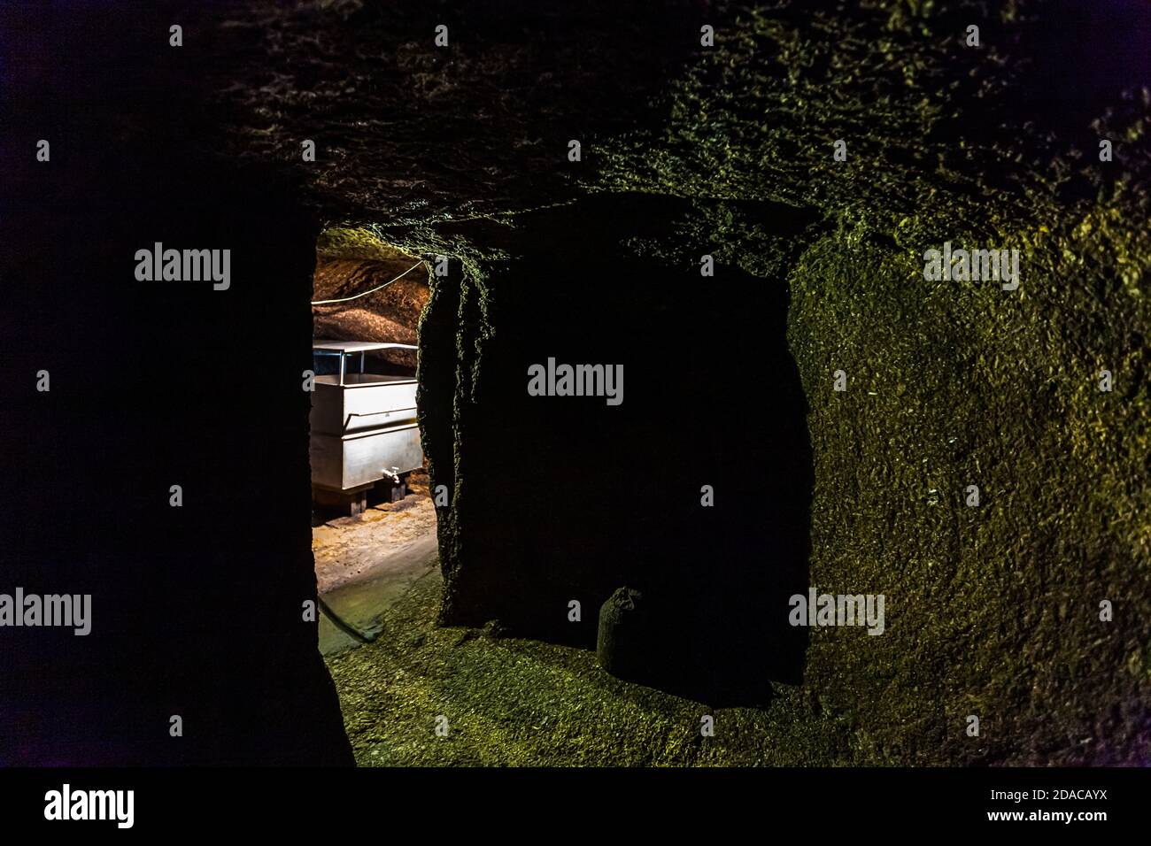 Zoigl-Beer storage in rock-cut cellar in Falkenberg, Germany Stock Photo