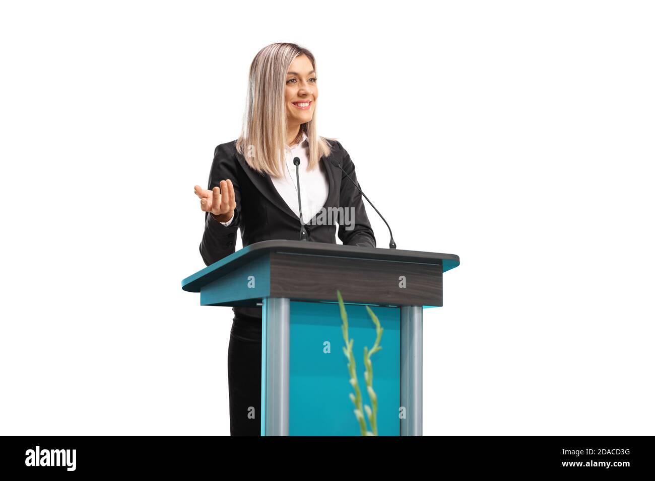 Female giving speech podium hi-res stock photography and images - Alamy