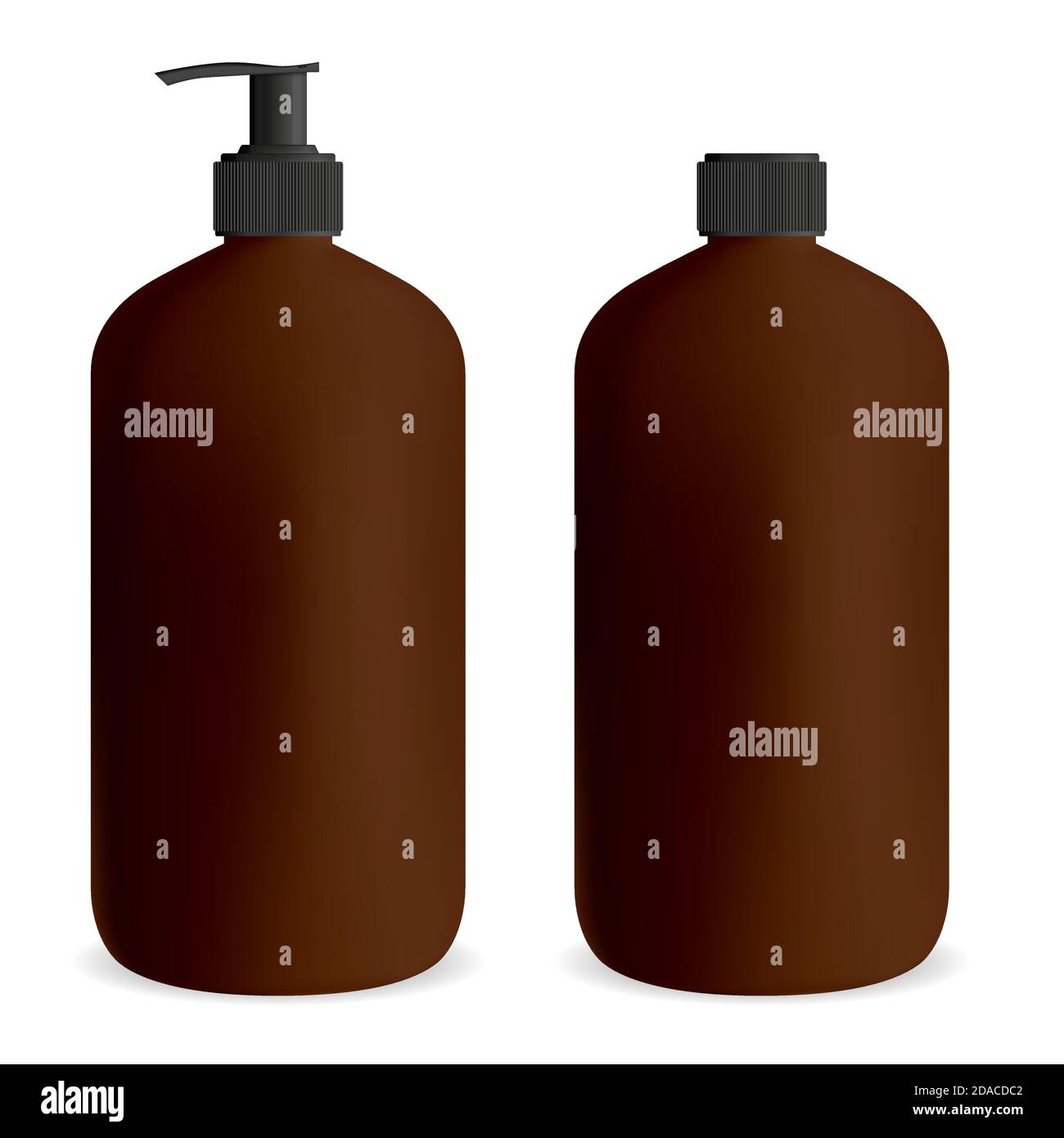 Bottle pump for gel or soap. Cosmetic package blank mockup. Brown