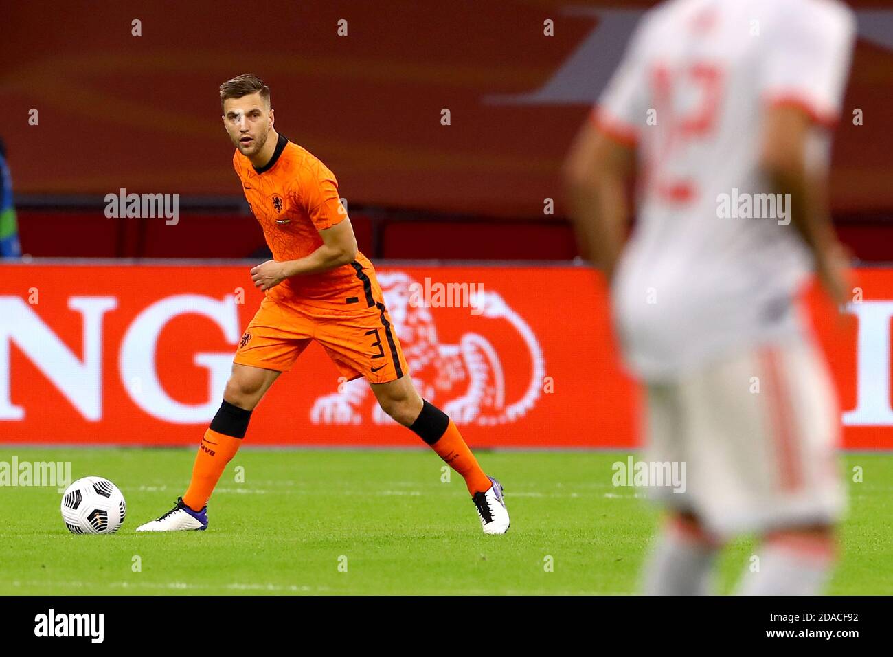 AMSTERDAM, NETHERLANDS -  NOVEMBER 11: Joel Veltman  of The Netherlands during the match between Netherlands and Spain at Johan Cruijff Arena on november 11, 2020 in Amsterdam, Netherlands. (Photo by Marcel ter BalsOrange Pictures) Stock Photo