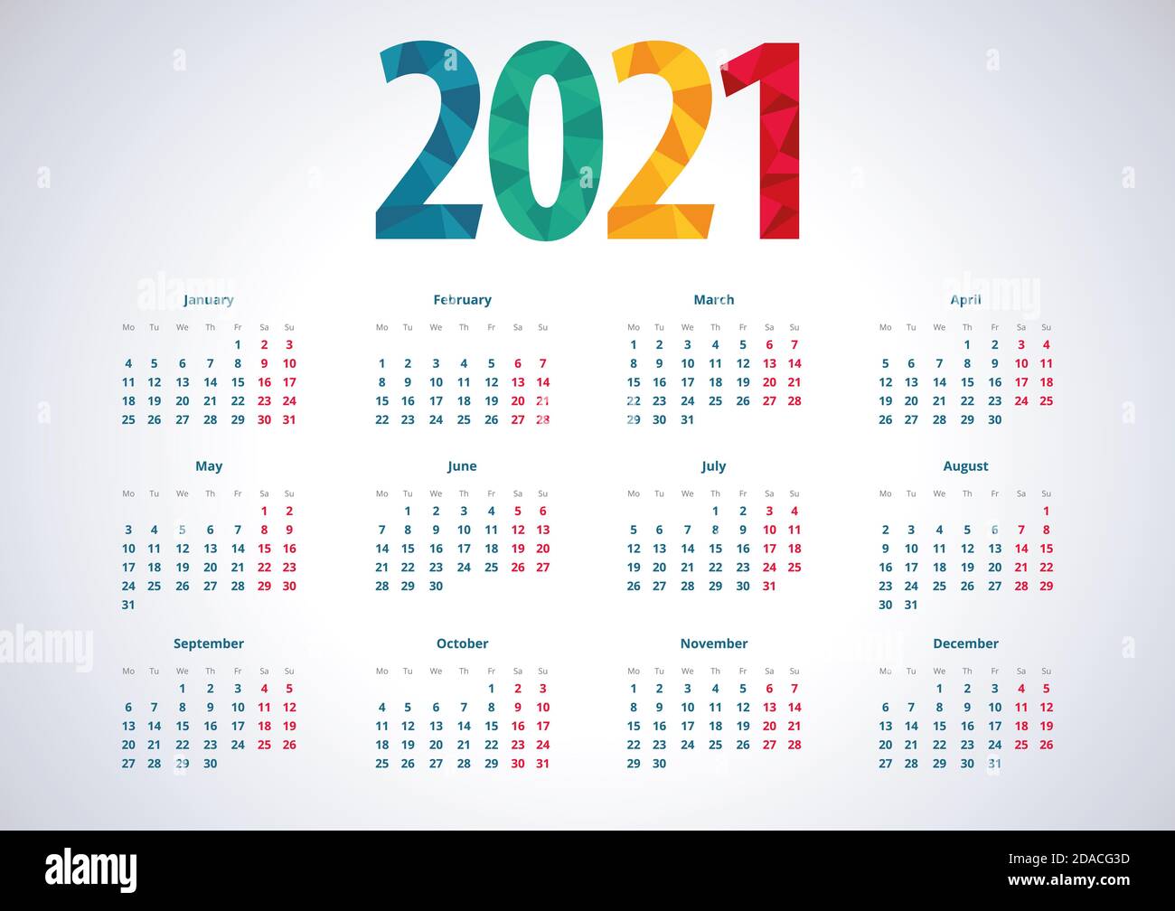 Simple European Calendar 2021 Week Starts From Monday Stock Photo Alamy Simple European Calendar 2021 Week Starts From Monday Stock Photo Alamy