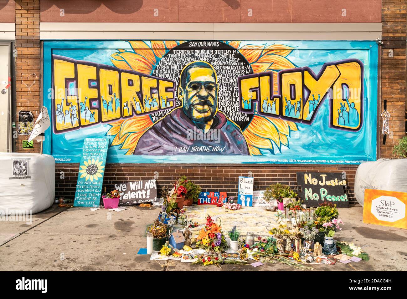MINNEAPOLIS, MN/USA - SEPTEMBER 13, 2020: George Floyd Memorial at the scene of his killing in Minneapolis. Stock Photo