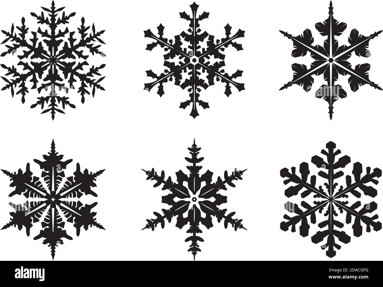 Winter black isolated snowflake icons. Vector Illustration Stock Vector ...