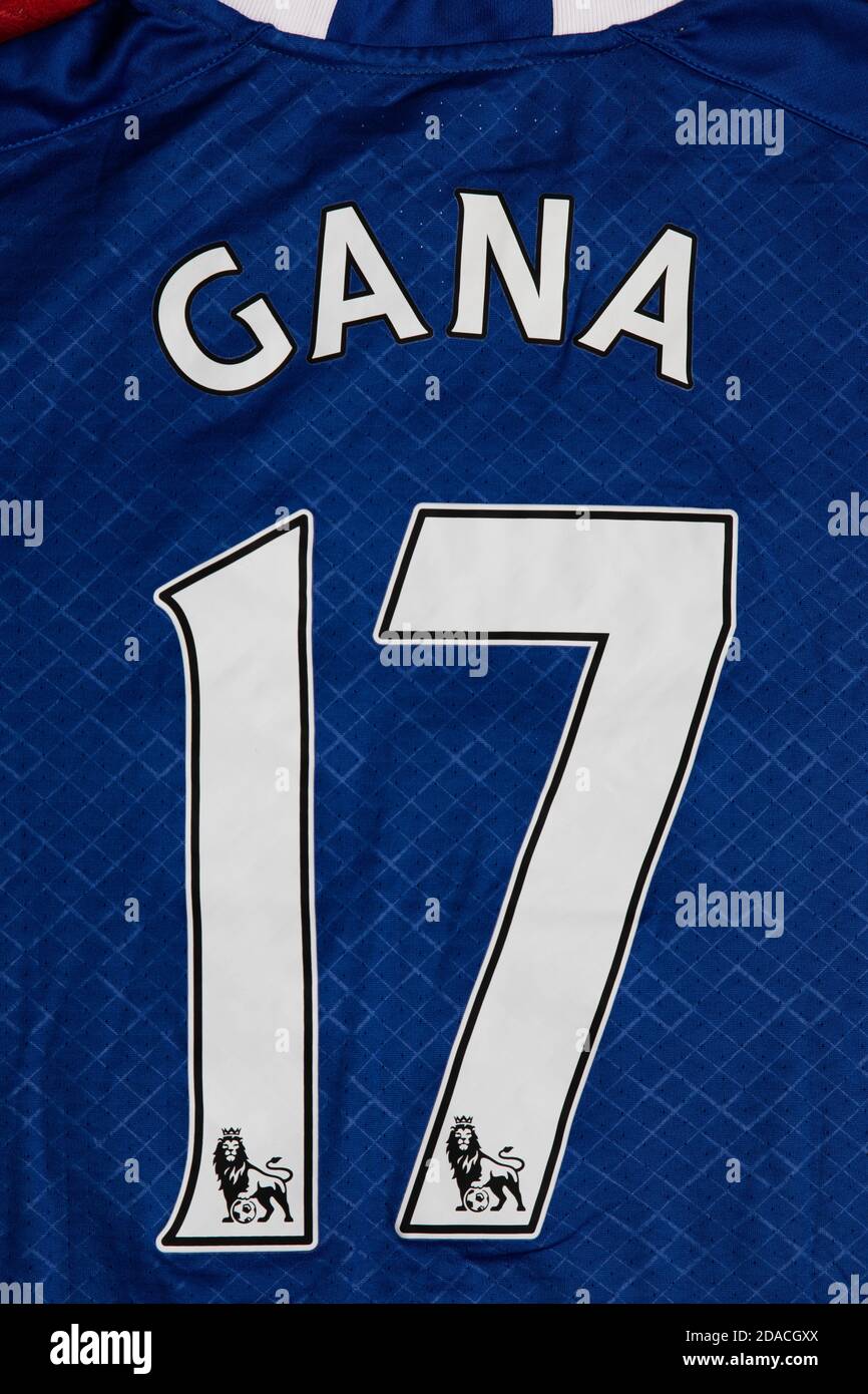 Idrissa Gana Gueye 17 back of Everton home shirt Stock Photo