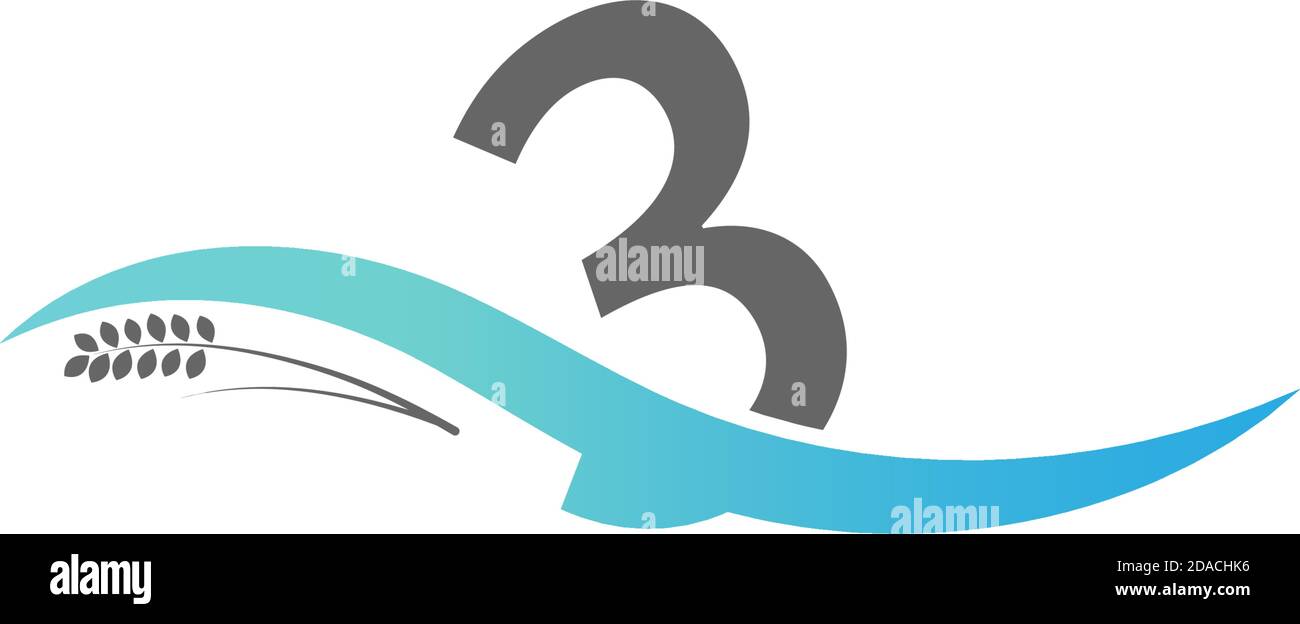 Icon logo number 3 drop into the water illustration Stock Vector Image ...