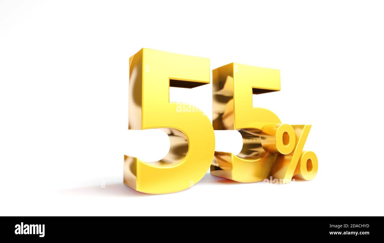 55% Golden symbol , 3D render Stock Photo - Alamy