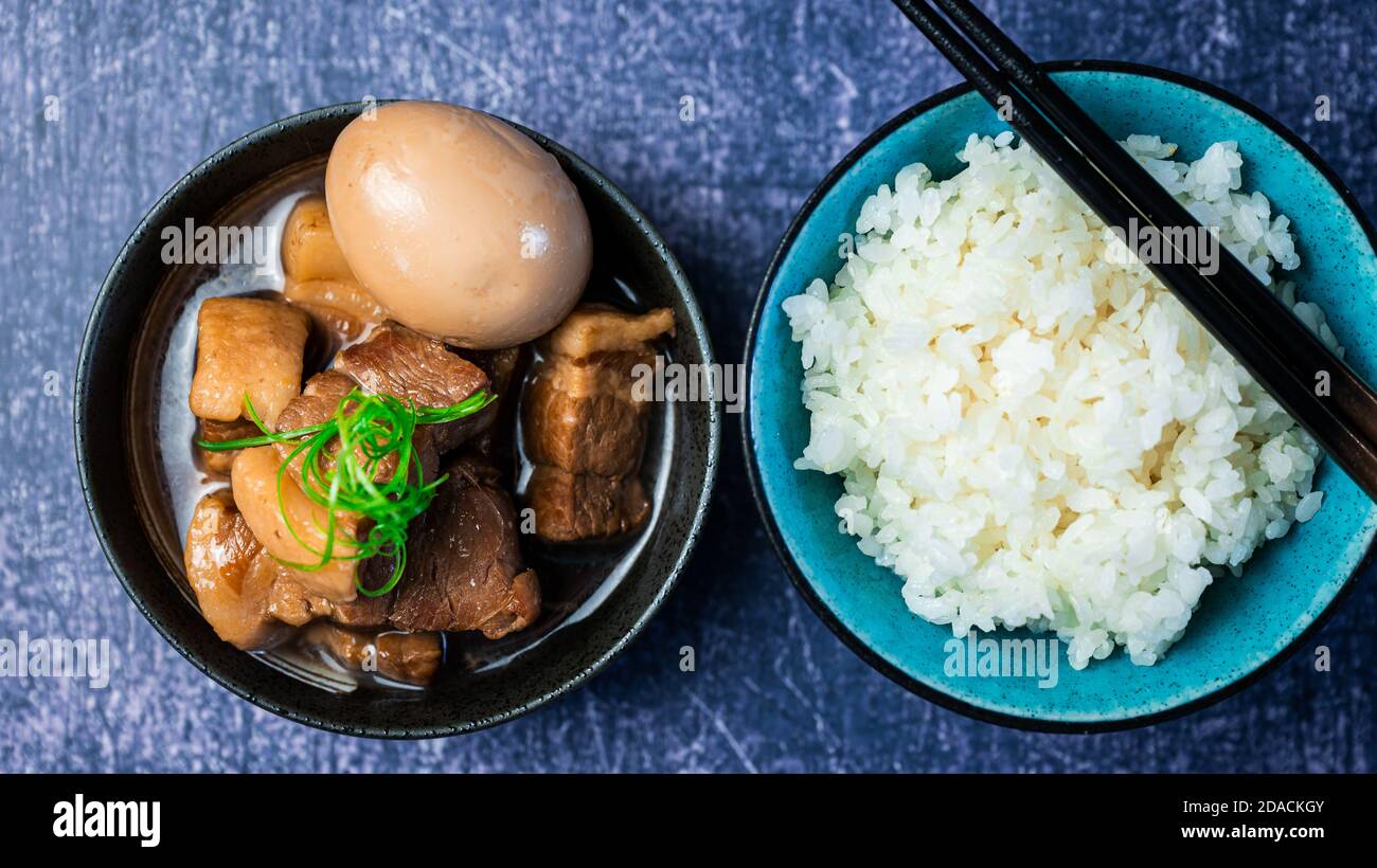 Asian Pork Belly with rice Stock Photo Alamy