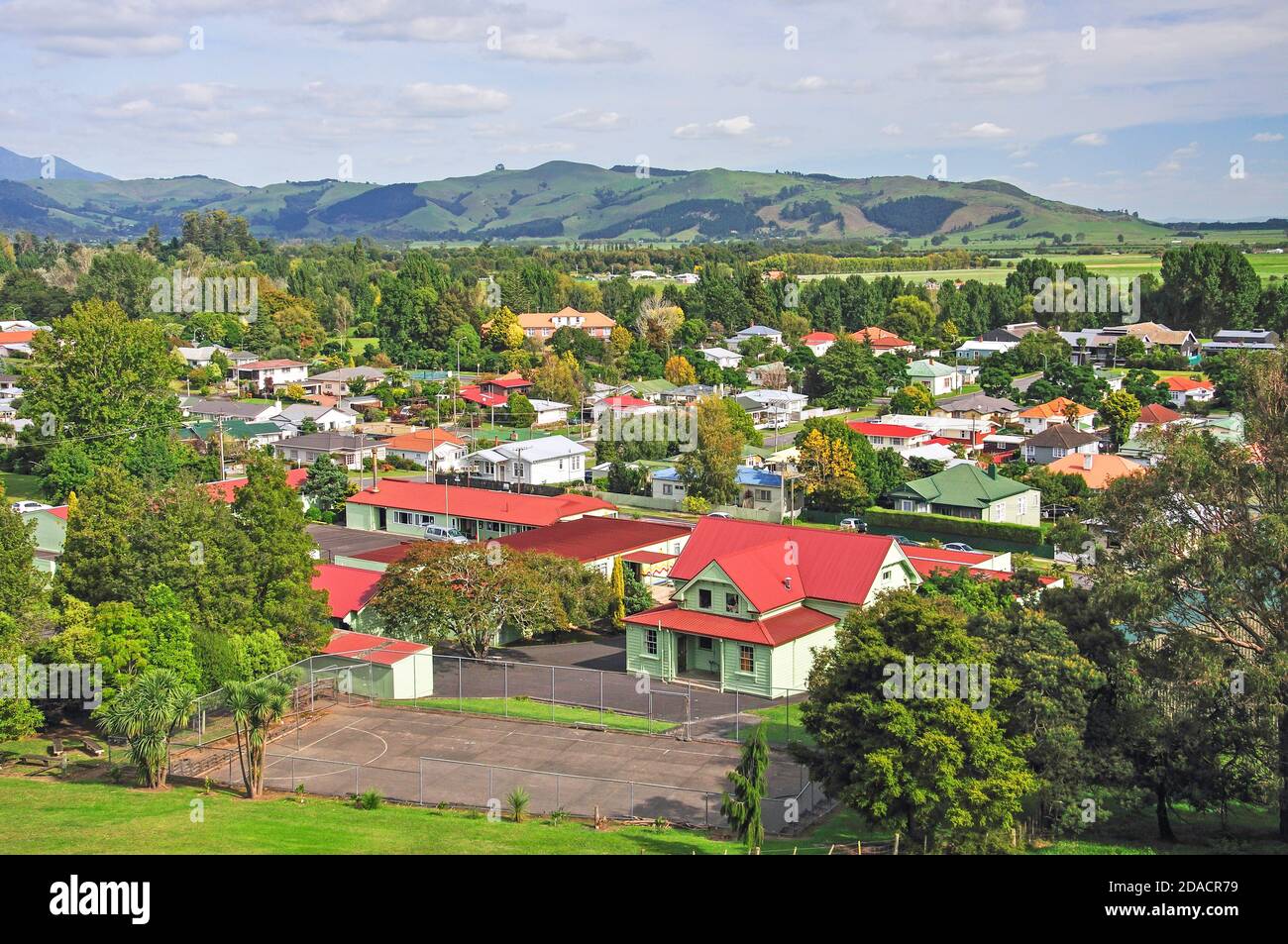 Town view from Primrose Hill, Paeroa, Waikato Region, North Island, New ...