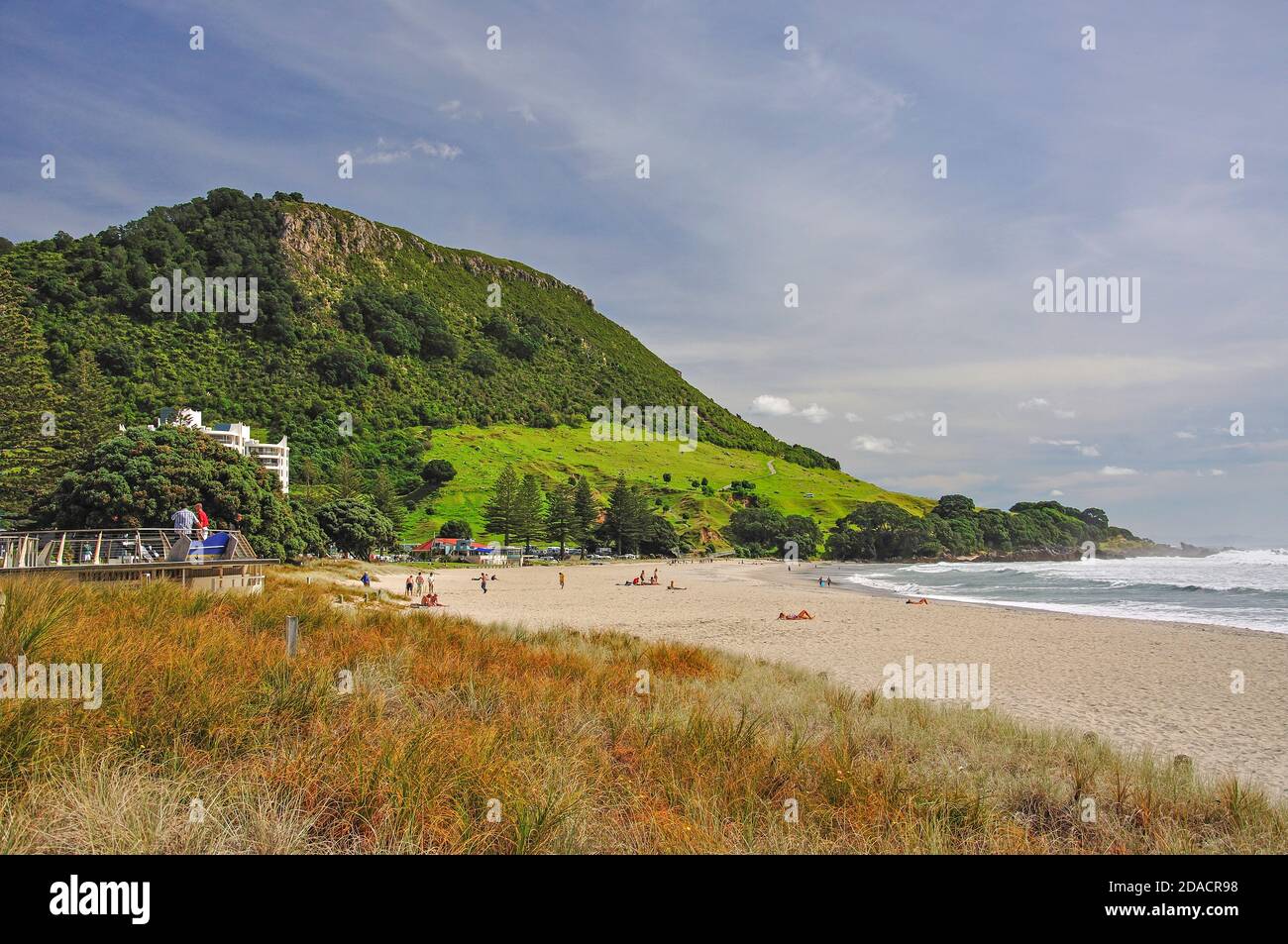 Beach and promenade, Mount Maunganui, Bay of Plenty Region, North Island, New Zealand Stock Photo