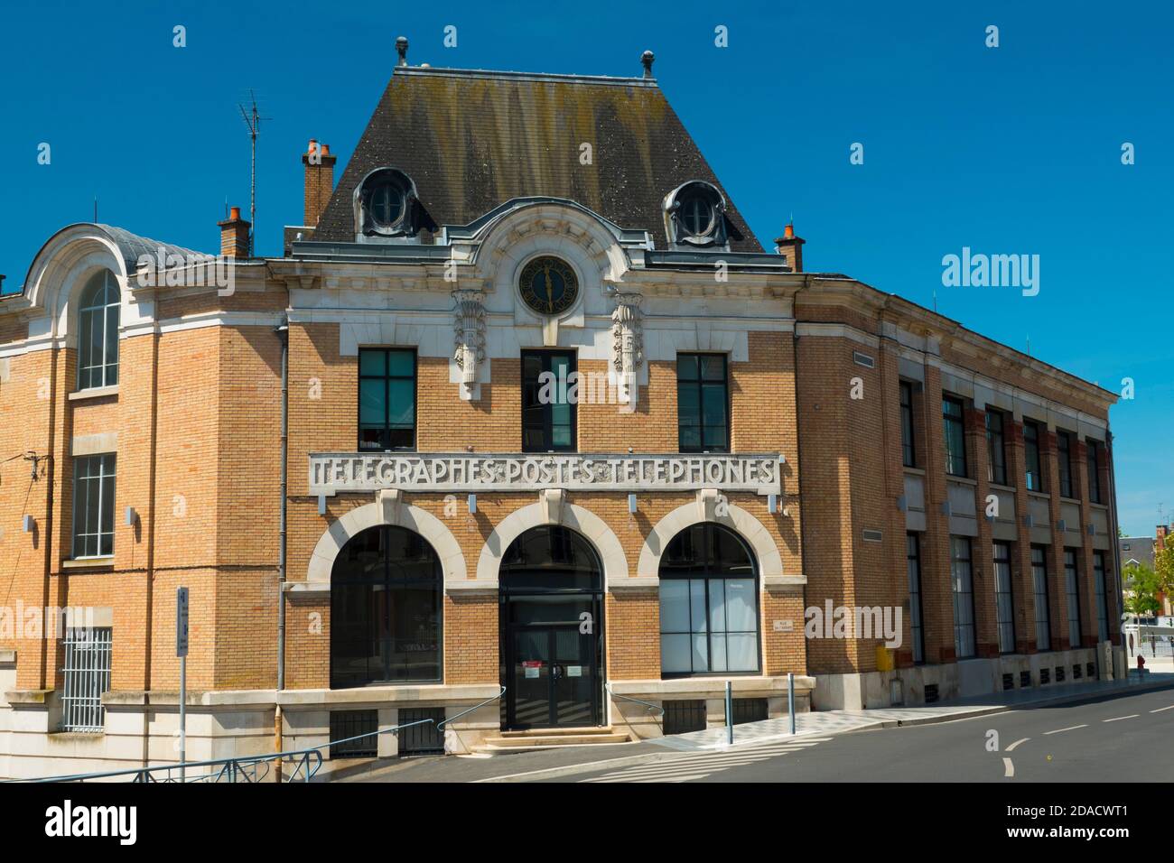 France, Cher (18), Vierzon, old building of telegraphs, posts and telephones services, transformed in ceramic museum Stock Photo
