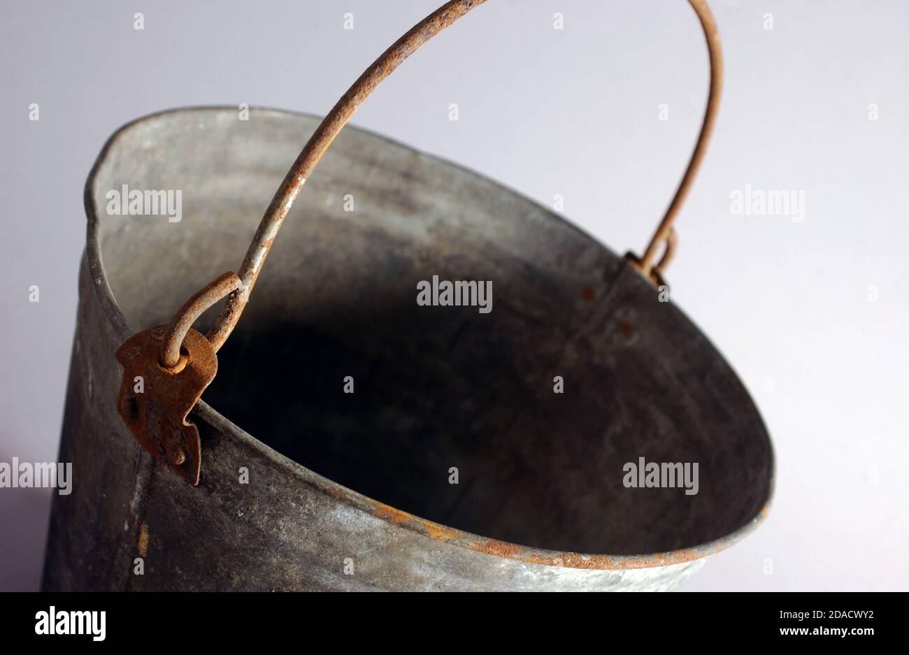 Antique rusty metal water bucket Stock Photo Alamy