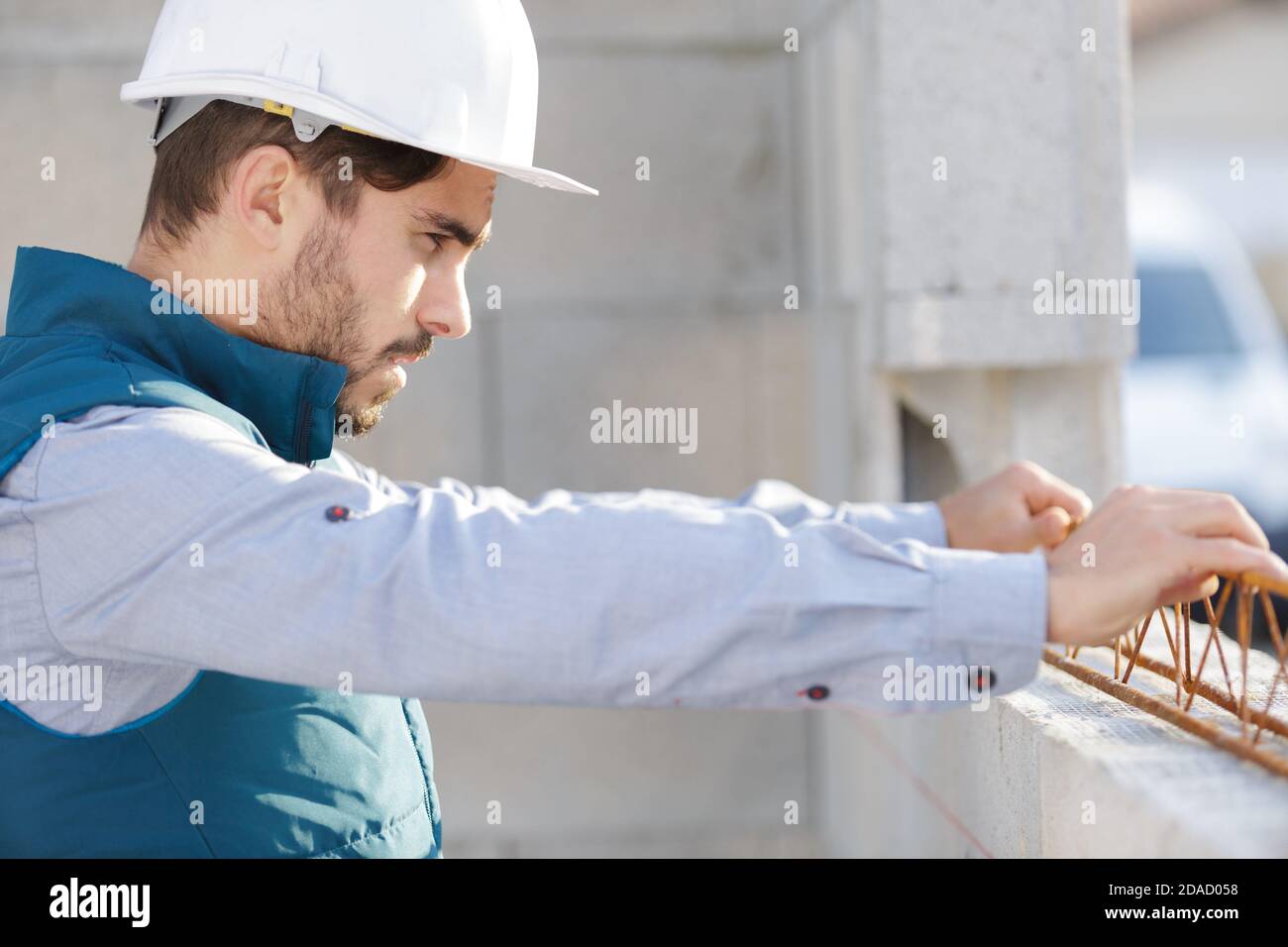 man working on steel reinforcement deformed bar Stock Photo Alamy