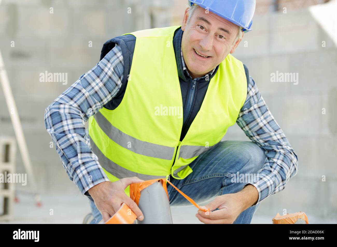 a smiling mature master outdoors Stock Photo