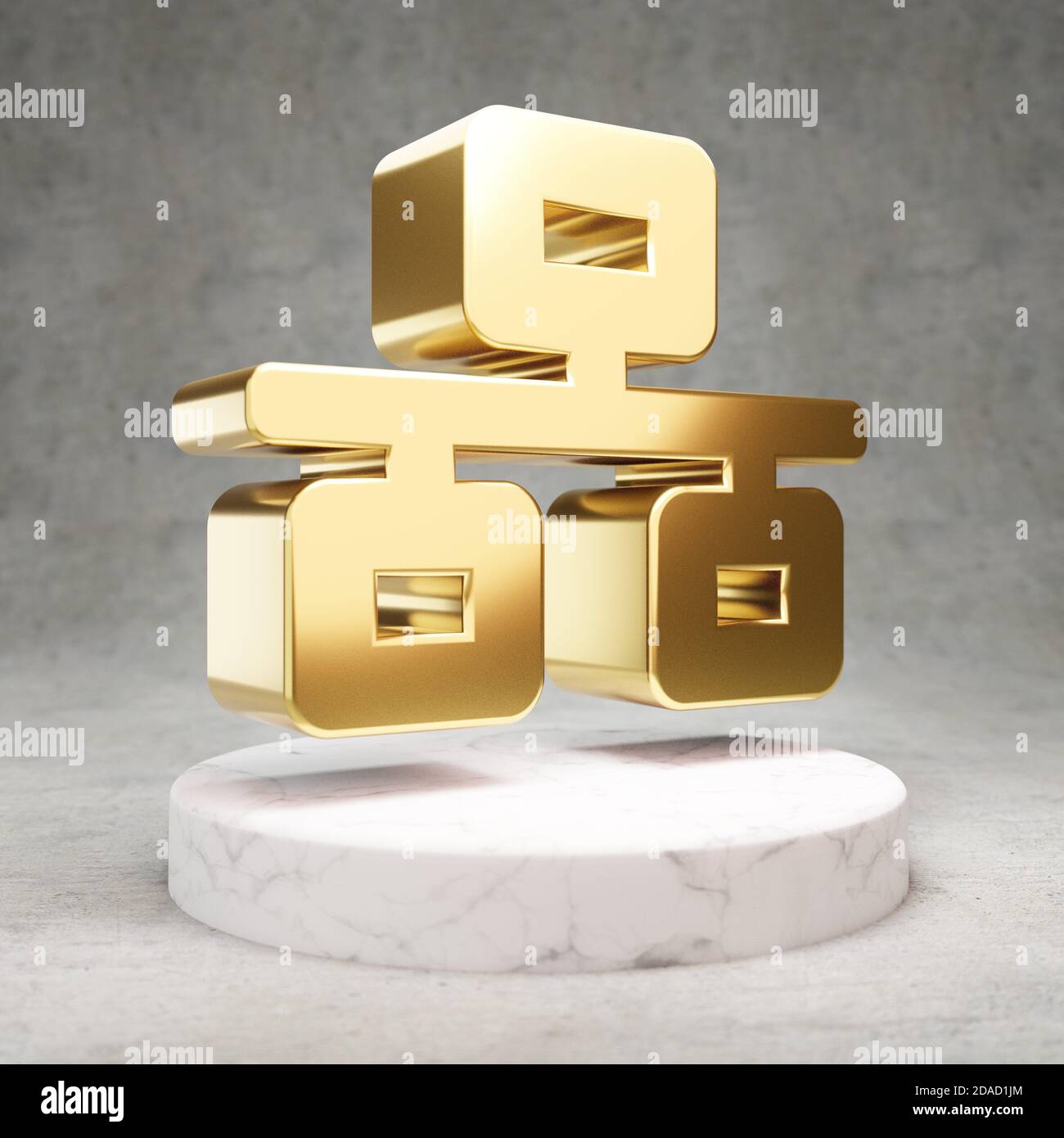 Network icon. Gold glossy Network symbol on white marble podium. Modern ...