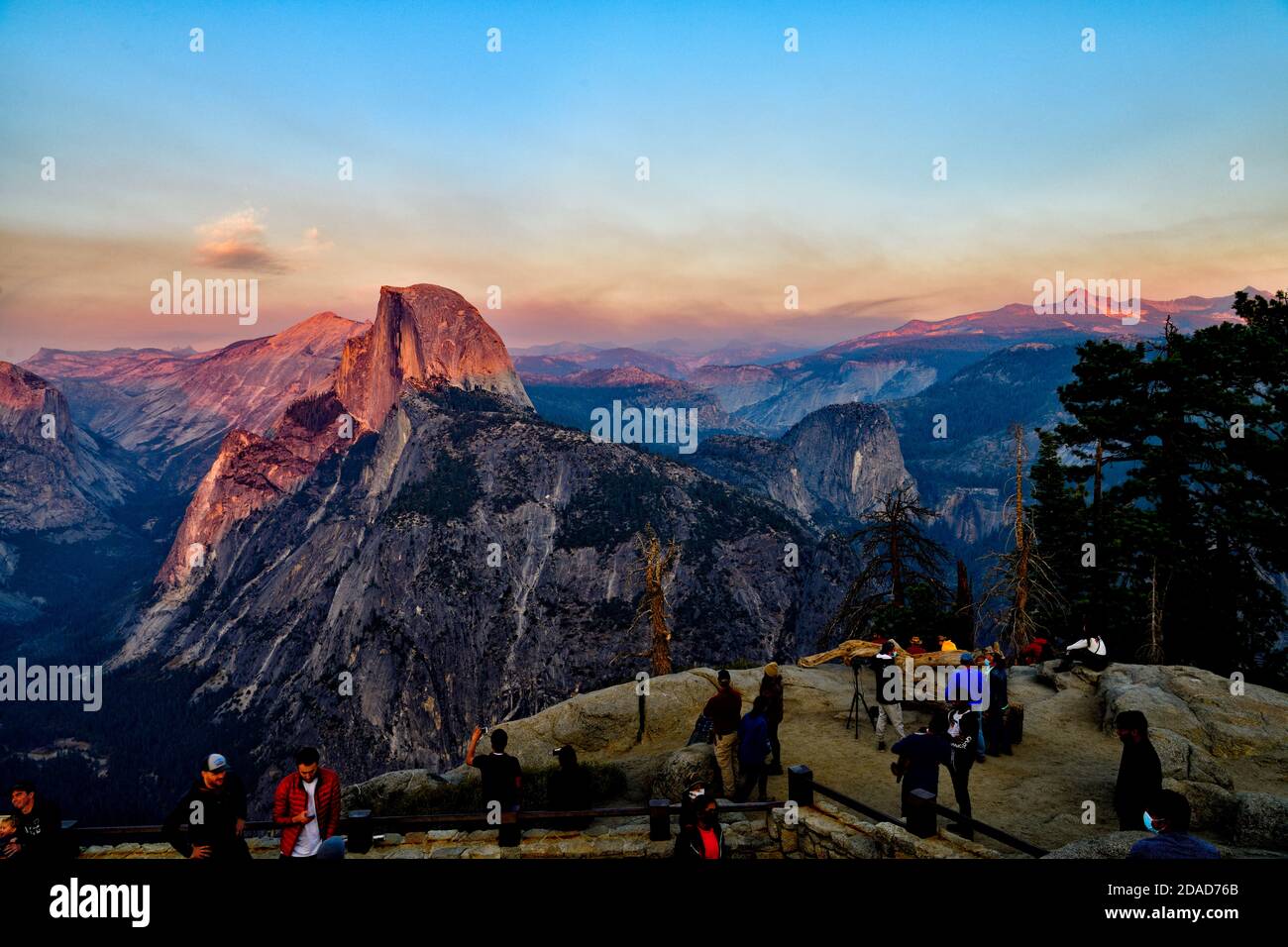 Yosemite Valley at Sunset - view from Glacier Point Stock Photo