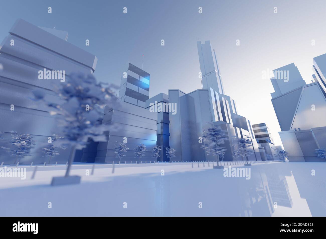 Clean Futuristic City Street With White Clean Aesthetic Digital 3d Render Stock Photo Alamy