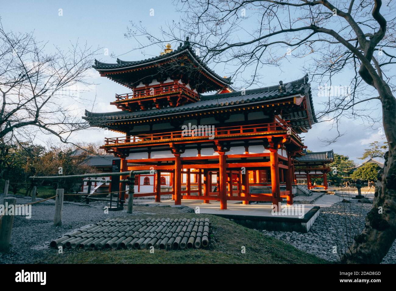 Phoenix hall building in Byodoin temple , famous Buddhist  temple in Uji city, Kyoto Japan Stock Photo