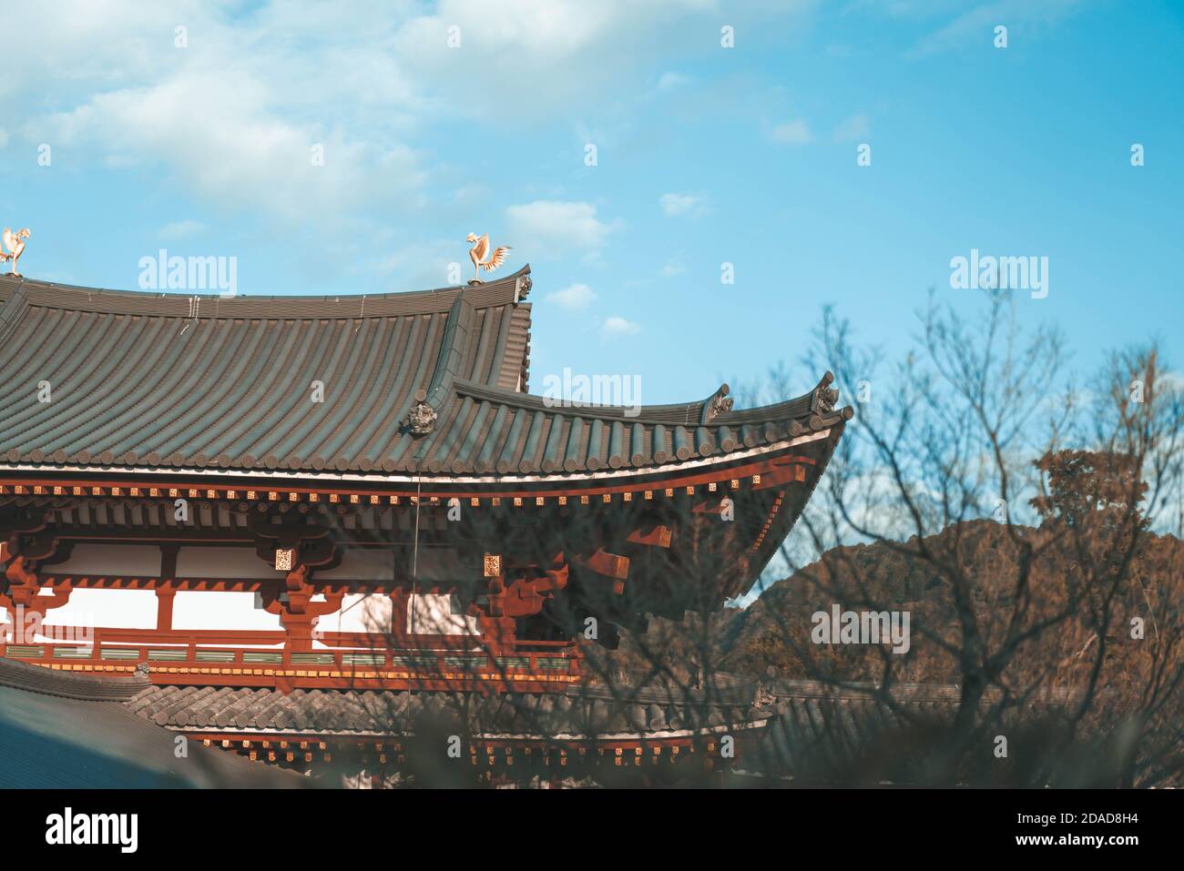 Phoenix hall building in Byodoin temple , famous Buddhist  temple in Uji city, Kyoto Japan Stock Photo