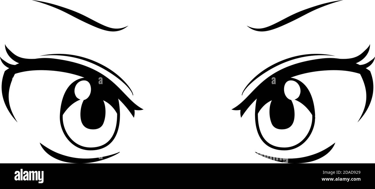 This is a illustration of Monochrome Cute anime-style eyes with an angry  look Stock Vector Image & Art - Alamy