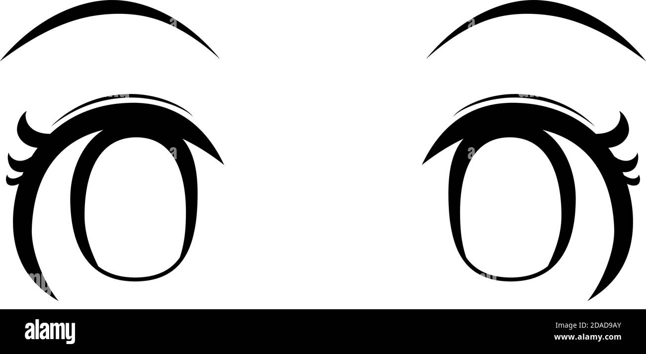 This is a illustration of Monochrome Cute anime-style eyes with normal  facial expressions Stock Vector Image & Art - Alamy