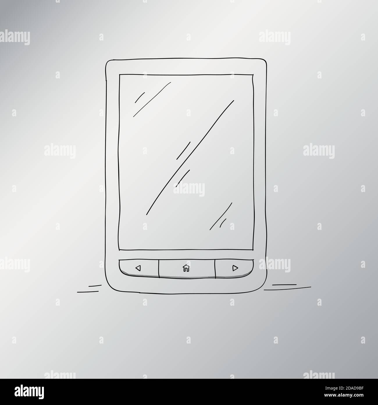 e-book hand-drawn, an electronic device for reading text documents Stock Vector