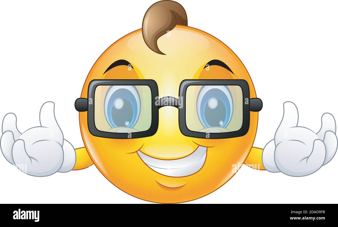 Vector illustration of Cartoon emoji emoticon smiley face wearing a ...