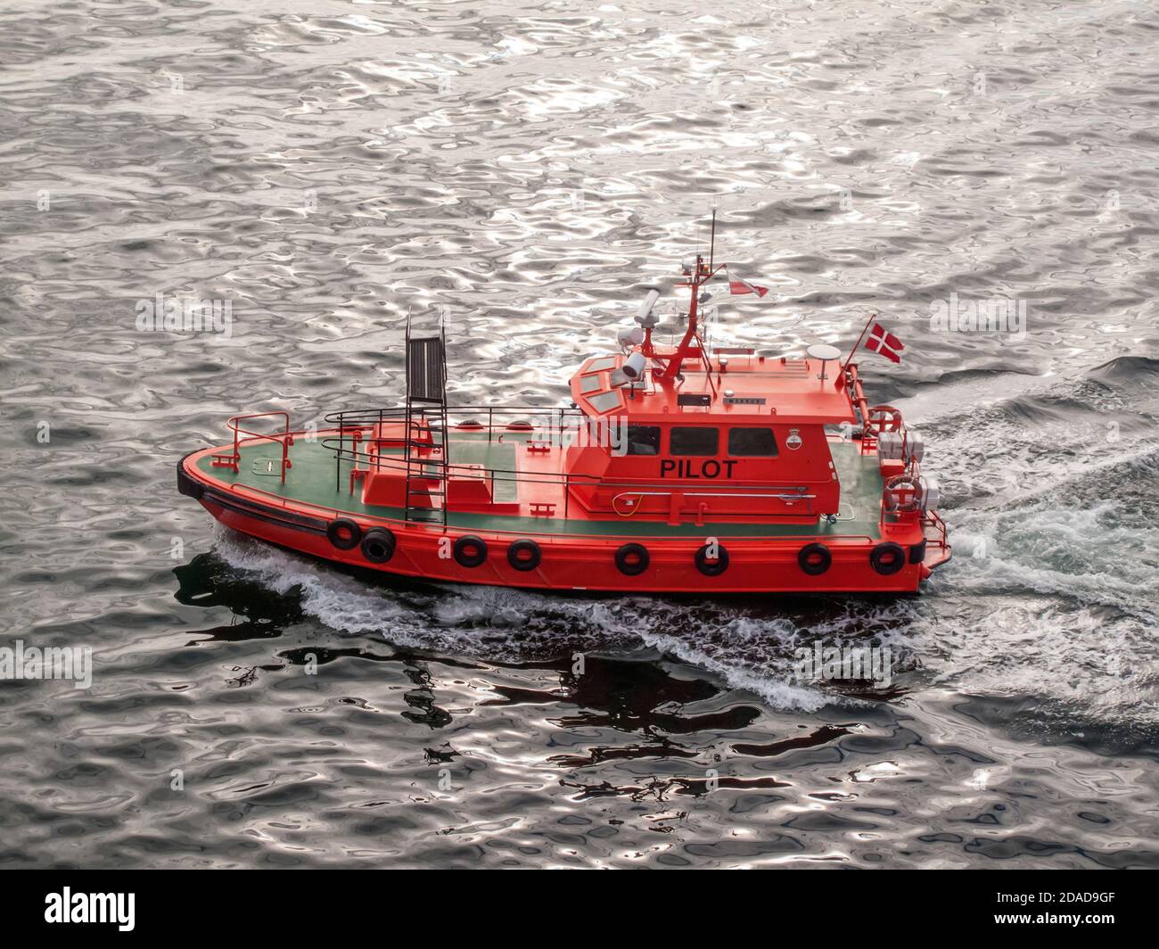 Harbour pilot boat in Baltic Sea Stock Photo