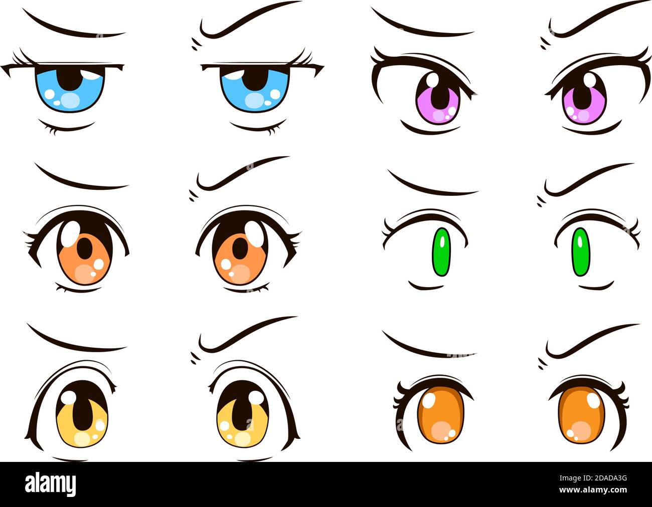 This is a illustration of Cute anime-style eyes with a suspicious ...